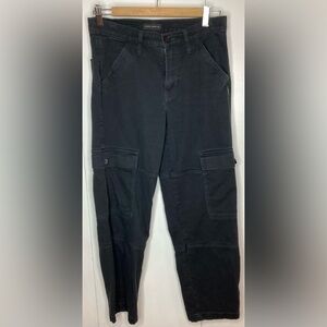 Silver Women’s Slouchy Black Cotton Cargo Pants. Straight Leg W 25/ L 29